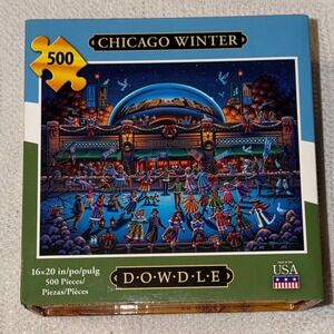Dowdle Chicago Winter 500 Piece Jigsaw Puzzle Folk Art Eric Dowdle 16x20 00459